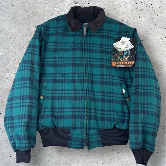 Carhartt Detroit Worsterlon Jacket Santa Fe‎ 1993 JQW64 Flannel Plaid Sz L NWT - Picture 1 of 12